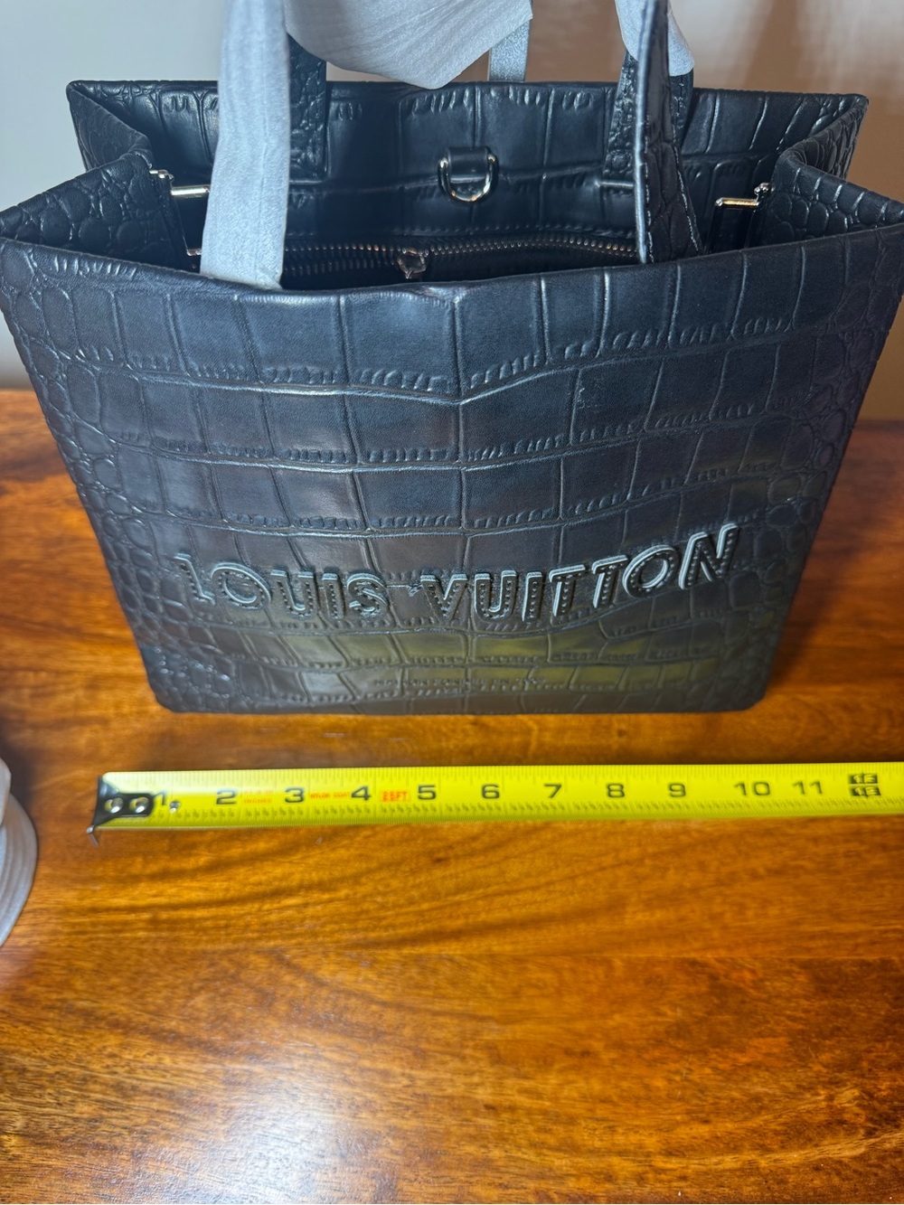 Black Croc-Embossed Mini Tote